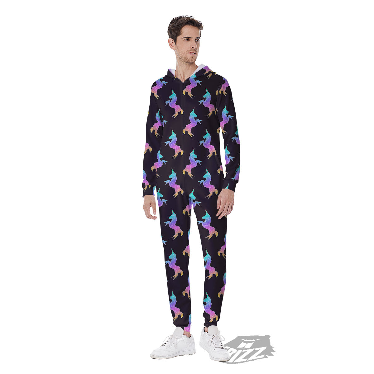 Unicorn Rainbow Origami Print Pattern Men's Jumpsuit-grizzshop