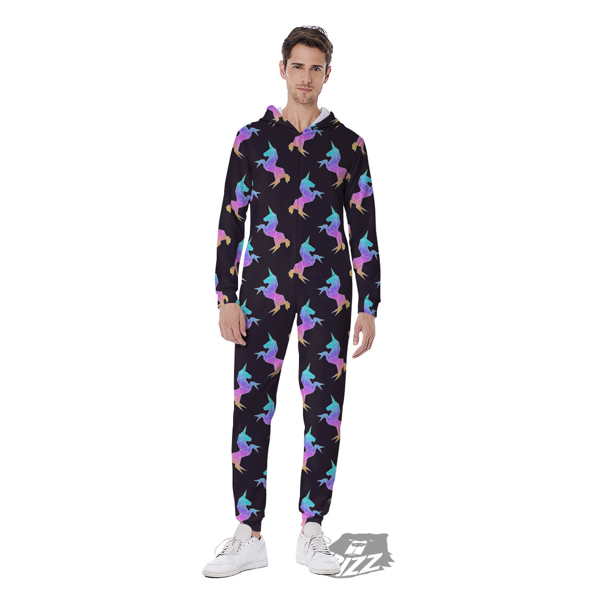 Unicorn Rainbow Origami Print Pattern Men's Jumpsuit-grizzshop