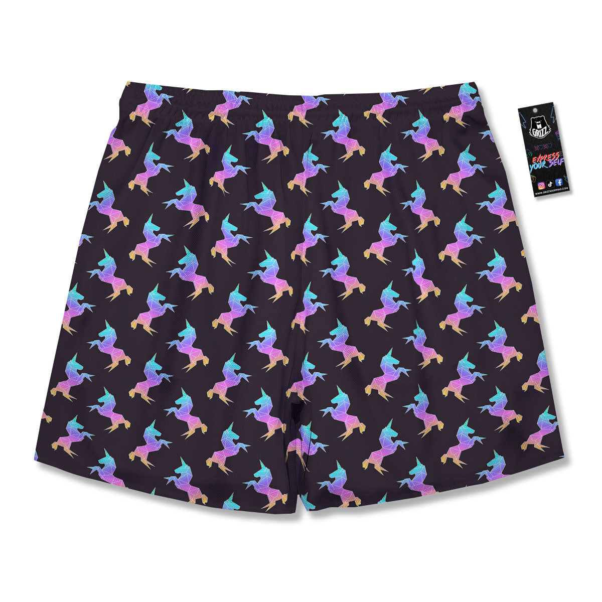 Unicorn Rainbow Origami Print Pattern Men's Running Shorts-grizzshop