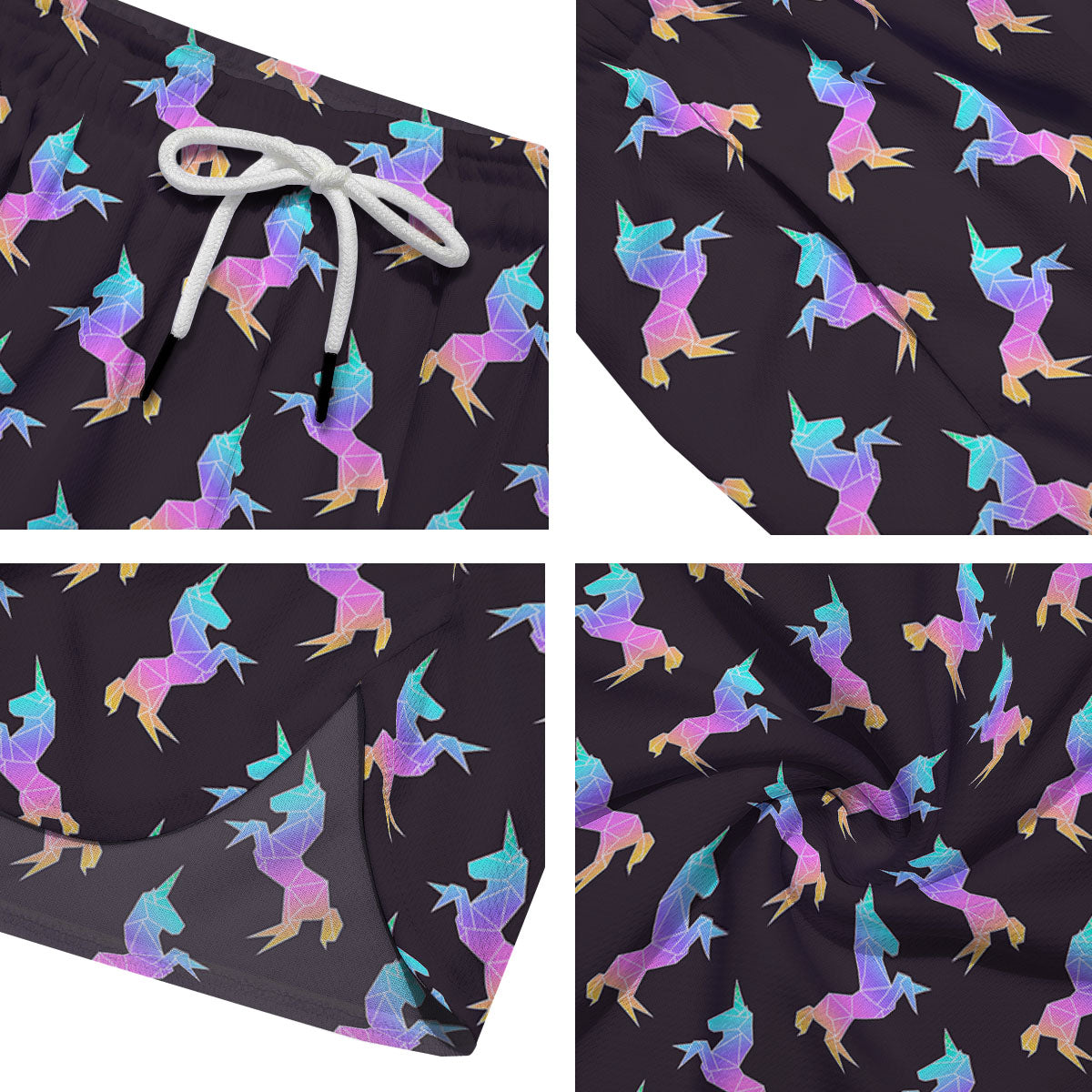 Unicorn Rainbow Origami Print Pattern Men's Running Shorts-grizzshop