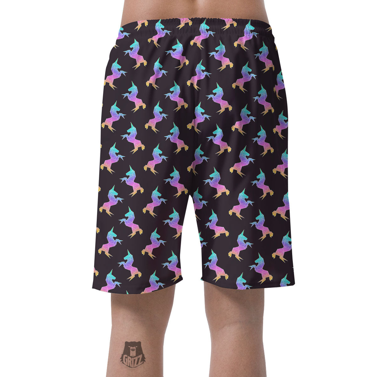 Unicorn Rainbow Origami Print Pattern Men's Shorts-grizzshop