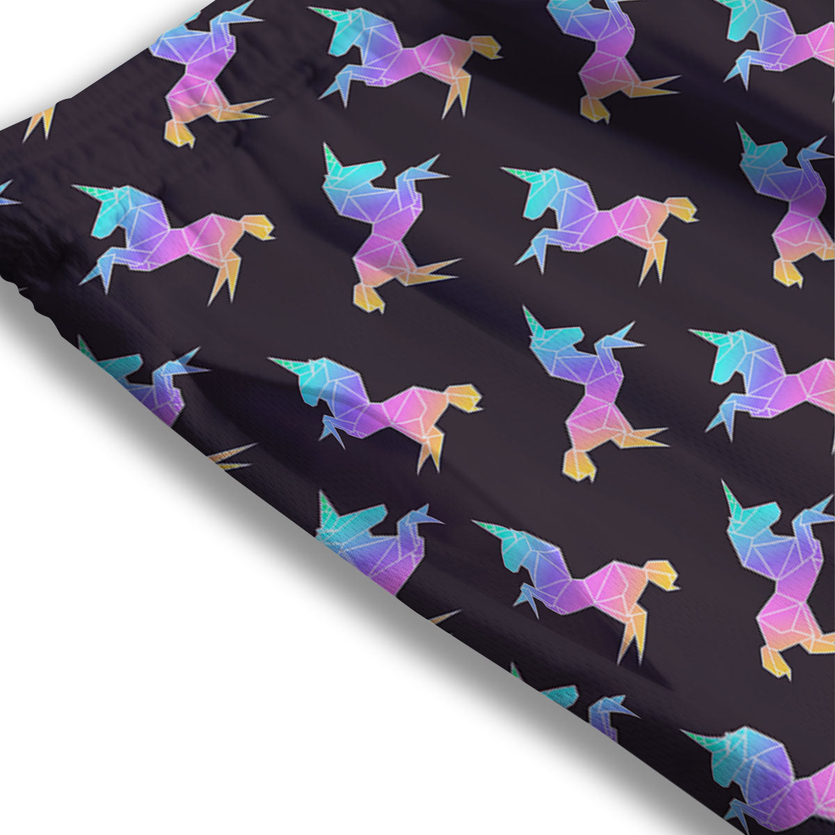 Unicorn Rainbow Origami Print Pattern Mesh Shorts