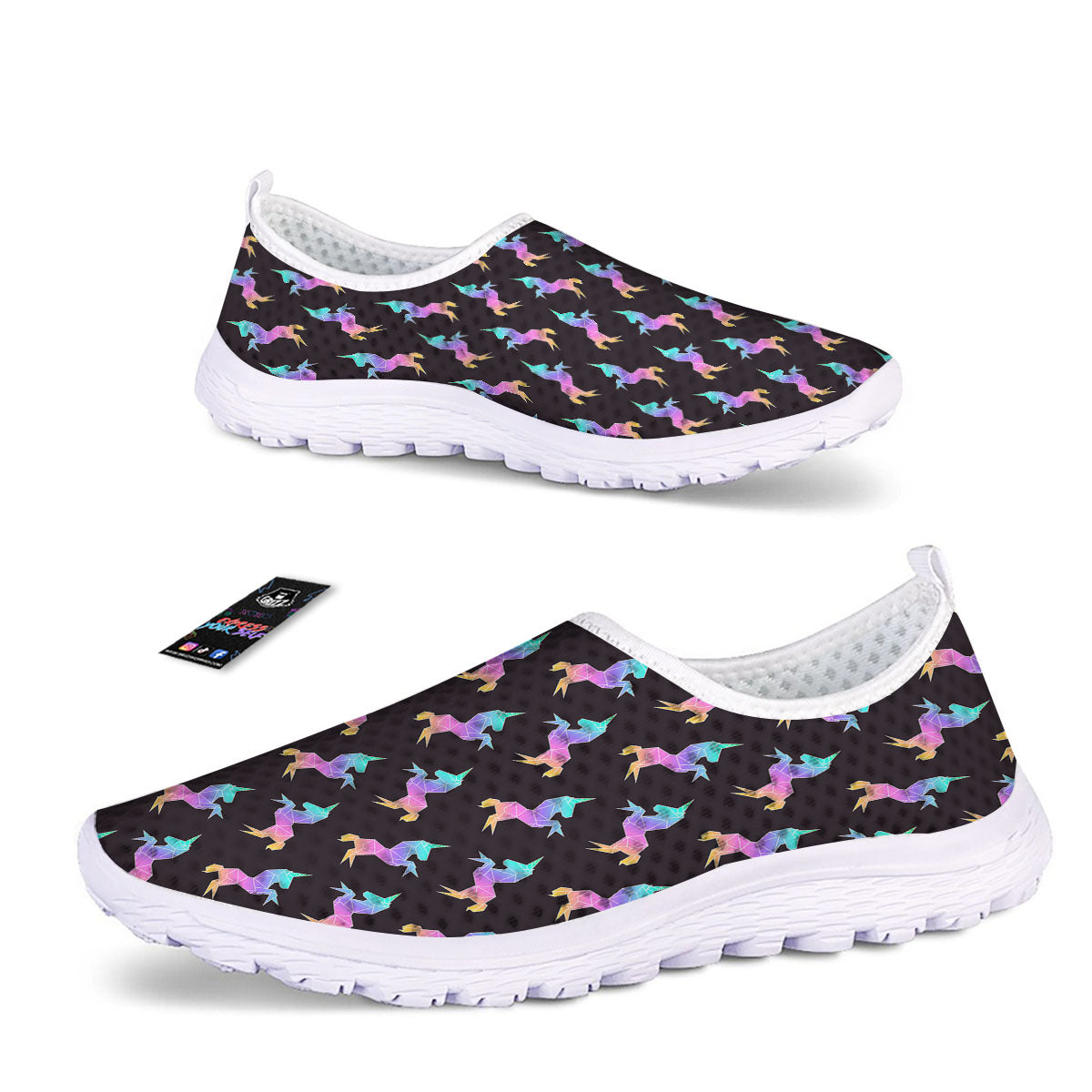 Unicorn Rainbow Origami Print Pattern Nurse Shoes-grizzshop