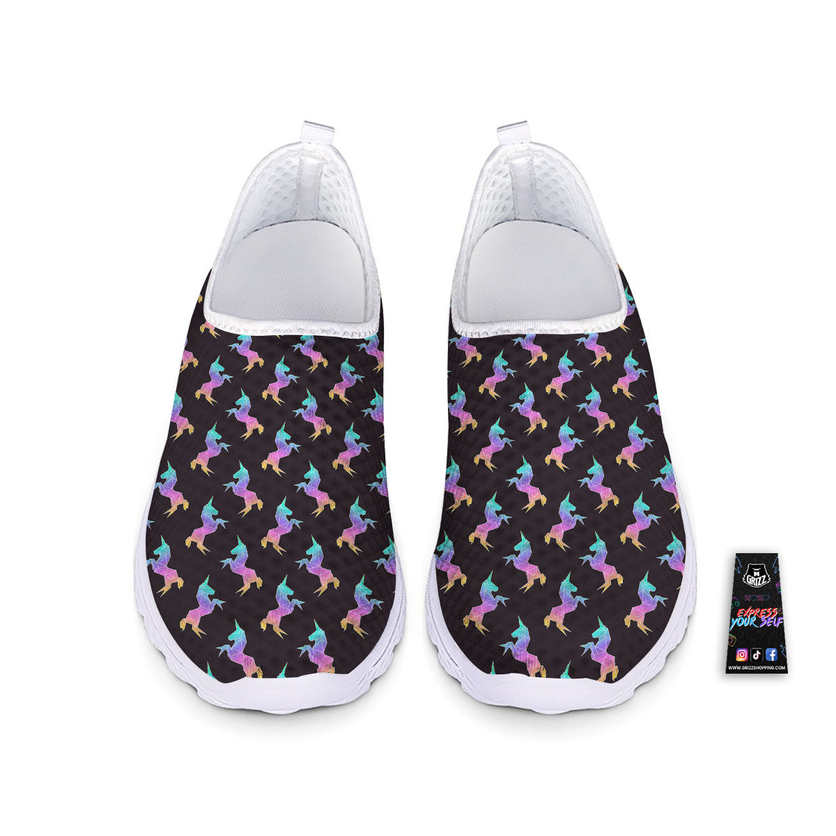 Unicorn Rainbow Origami Print Pattern Nurse Shoes-grizzshop