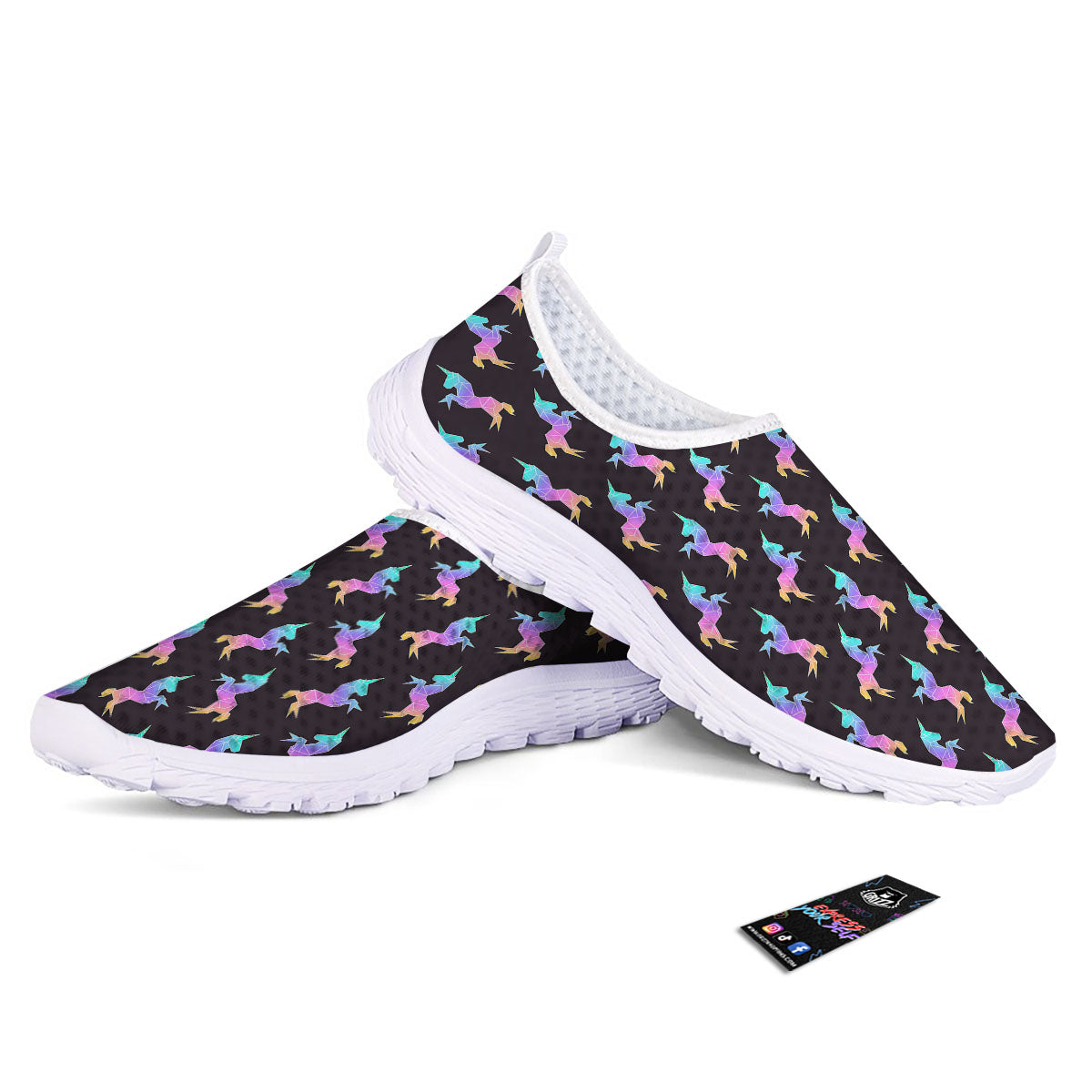 Unicorn Rainbow Origami Print Pattern Nurse Shoes-grizzshop