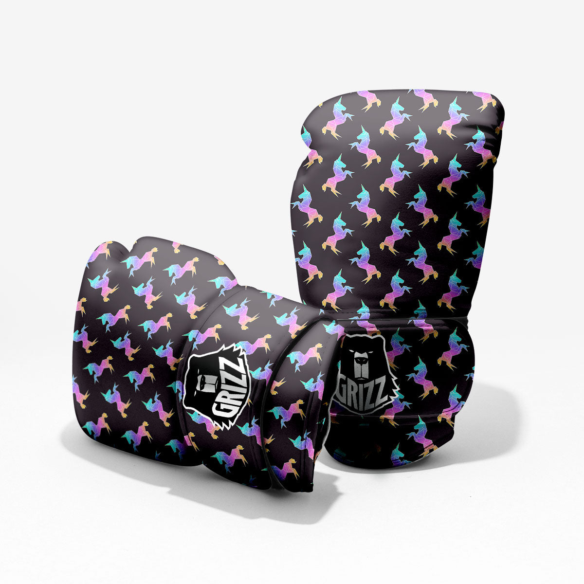 Unicorn Rainbow Origami Print Pattern Pro Boxing Glove