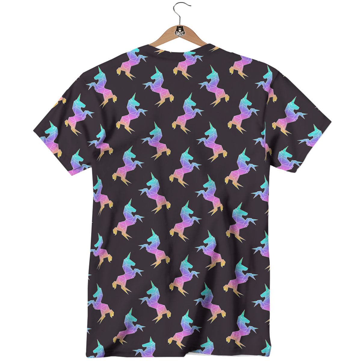 Unicorn Rainbow Origami Print Pattern T-Shirt-grizzshop