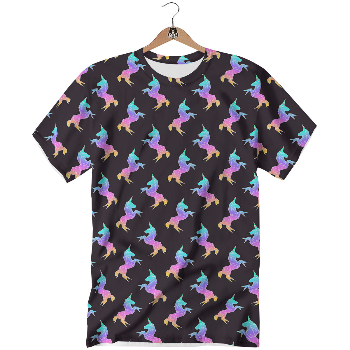 Unicorn Rainbow Origami Print Pattern T-Shirt-grizzshop