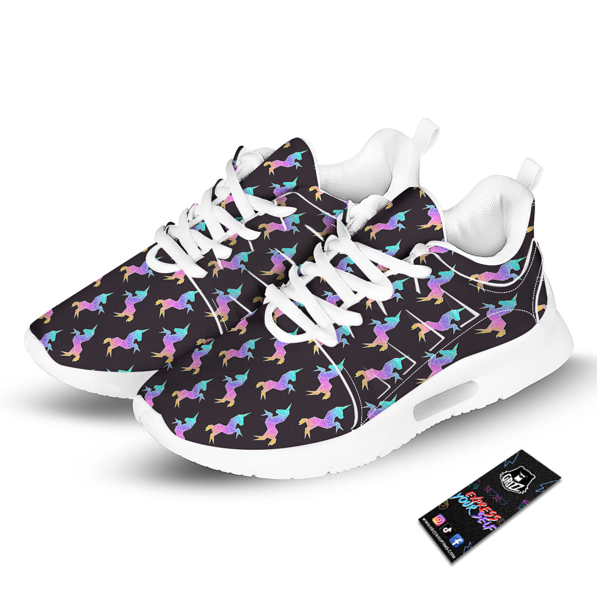 Unicorn Rainbow Origami Print Pattern Tennis Shoes-grizzshop