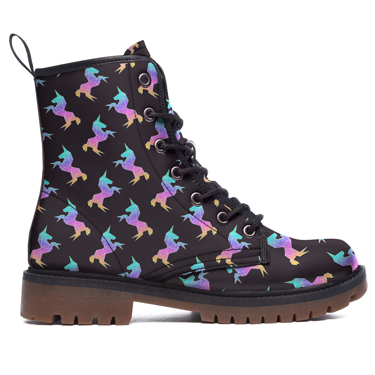 Unicorn Rainbow Origami Print Pattern Work Boots-grizzshop