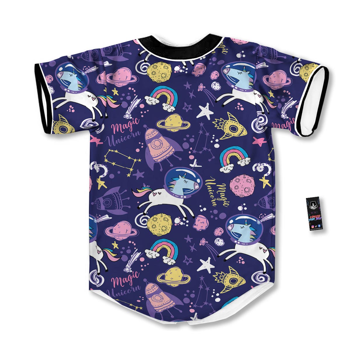 Unicorn Space Astronaut Print Pattern Baseball Jersey-grizzshop