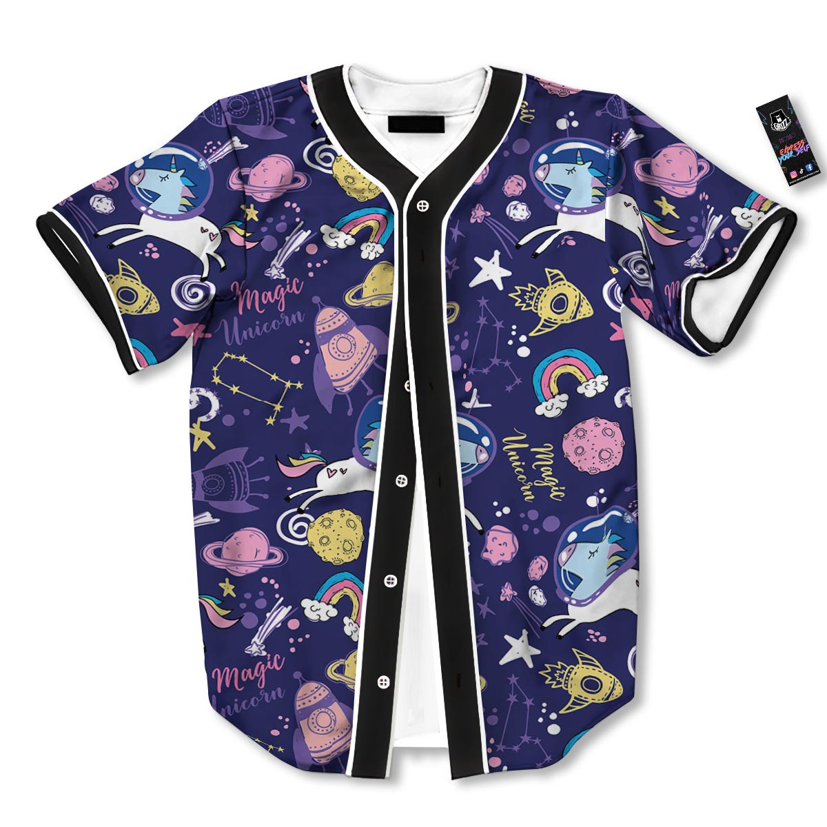 Unicorn Space Astronaut Print Pattern Baseball Jersey-grizzshop