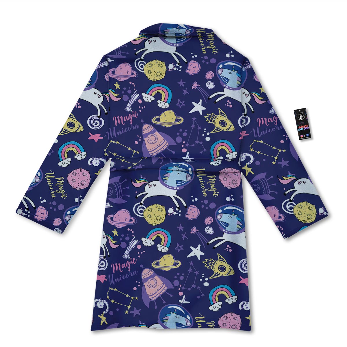 Unicorn Space Astronaut Print Pattern Bathrobe-grizzshop