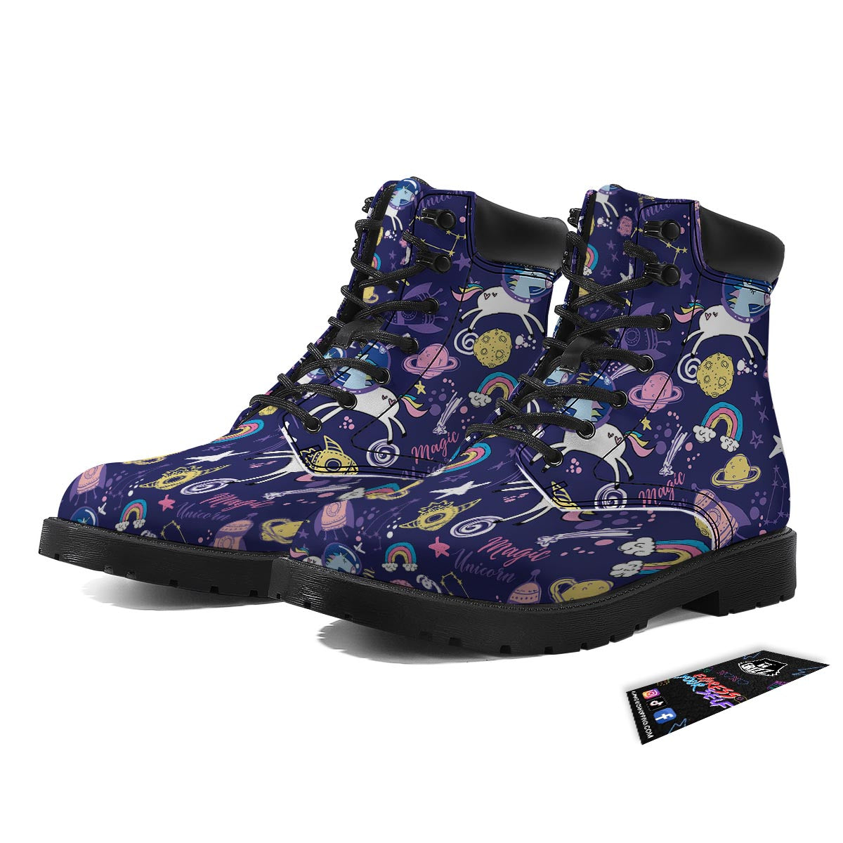 Unicorn Space Astronaut Print Pattern Boots-grizzshop