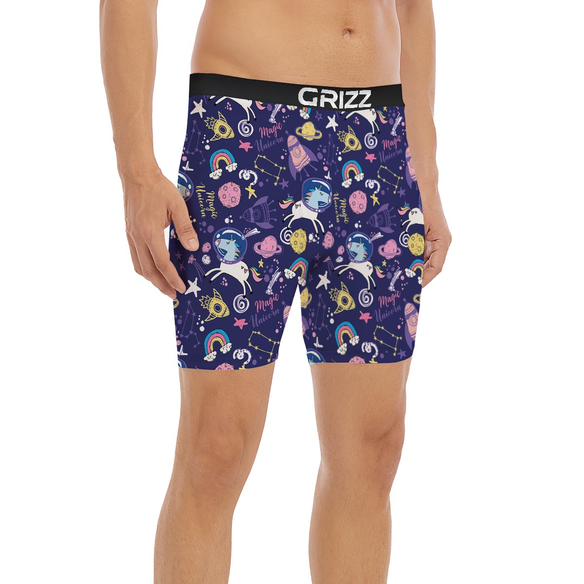 Unicorn Space Astronaut Print Pattern Boxer Briefs-grizzshop