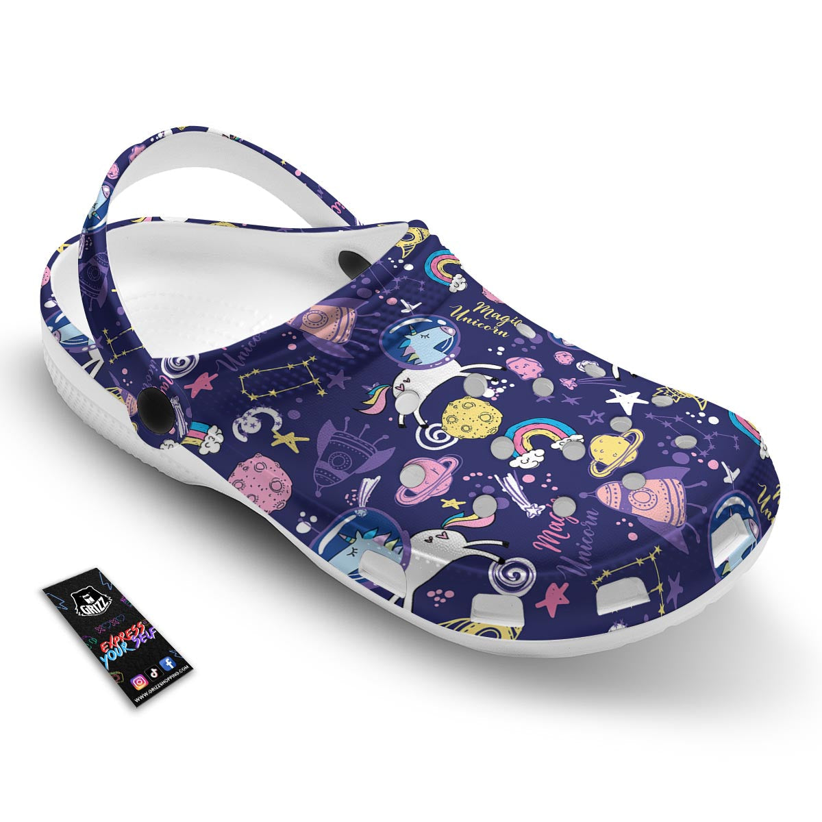 Unicorn Space Astronaut Print Pattern Clog-grizzshop