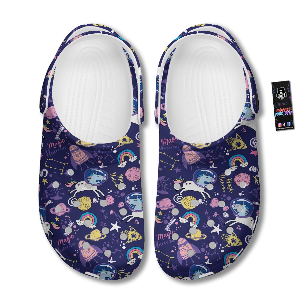 Unicorn Space Astronaut Print Pattern Clog-grizzshop