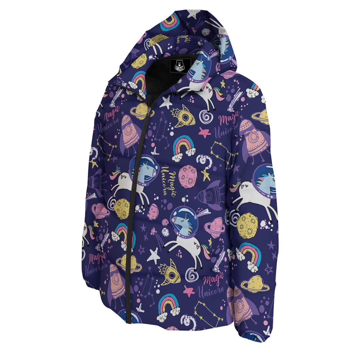 Unicorn Space Astronaut Print Pattern Down Jacket-grizzshop