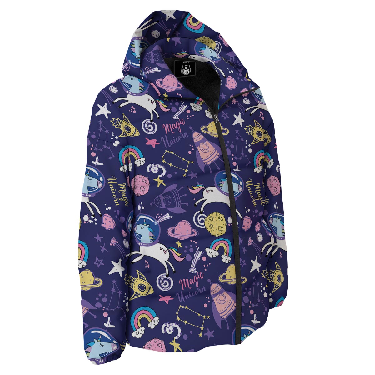 Unicorn Space Astronaut Print Pattern Down Jacket-grizzshop