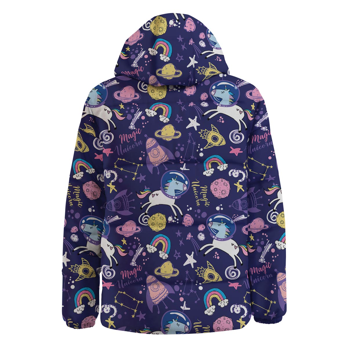 Unicorn Space Astronaut Print Pattern Down Jacket-grizzshop