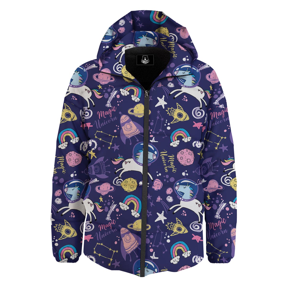Unicorn Space Astronaut Print Pattern Down Jacket-grizzshop