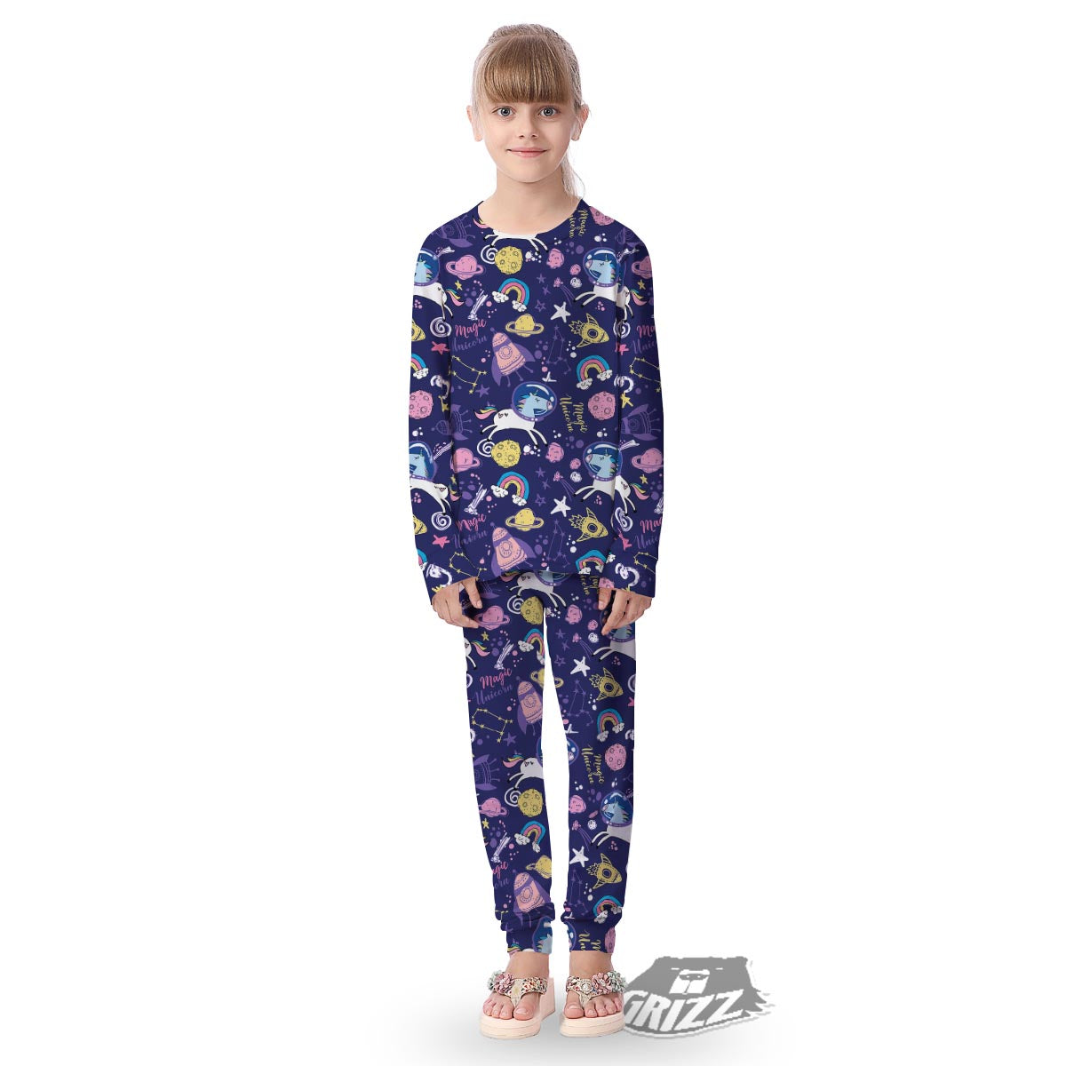 Unicorn Space Astronaut Print Pattern Kid's Pajamas-grizzshop