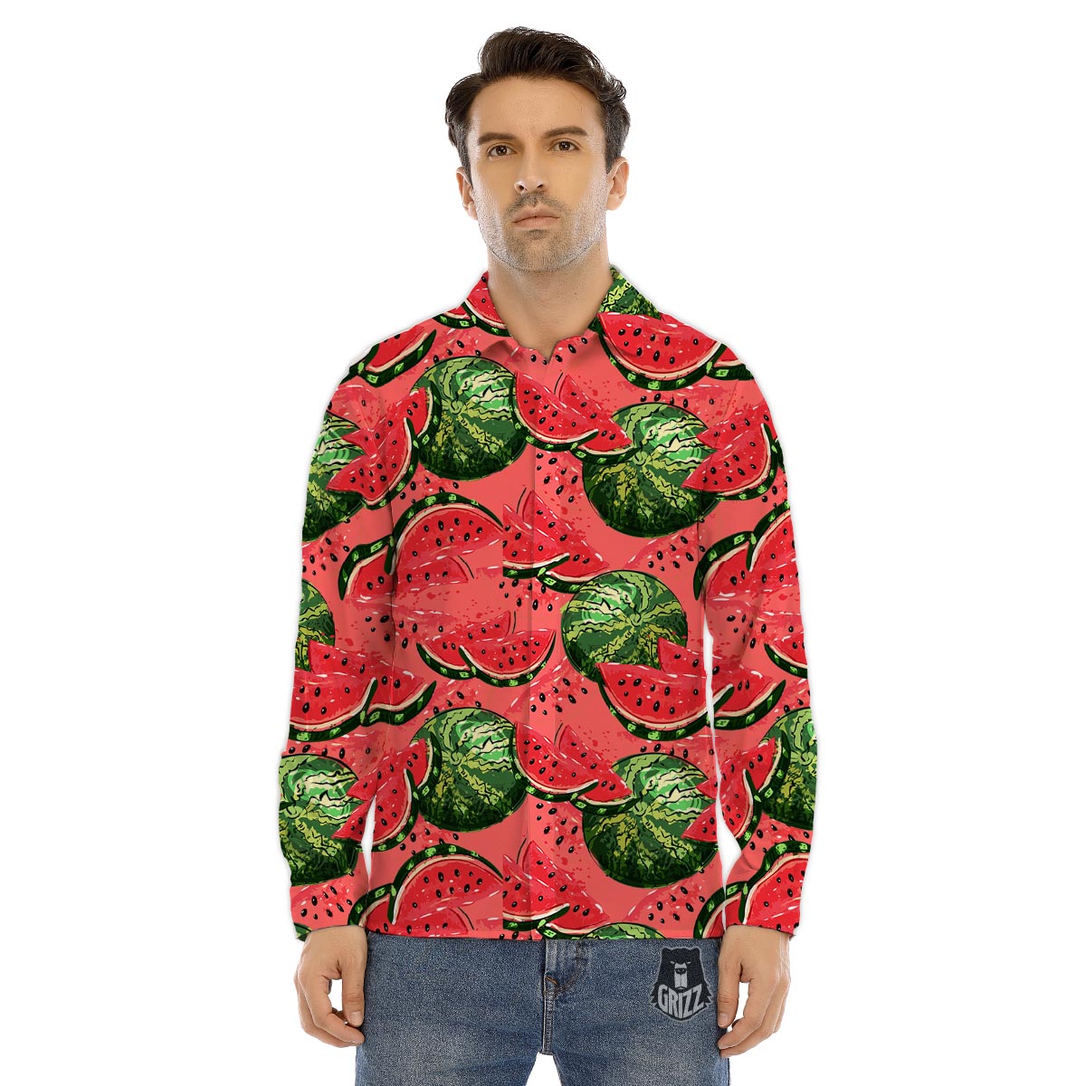 Unicorn Space Astronaut Print Pattern Men's Dress Shirts-grizzshop