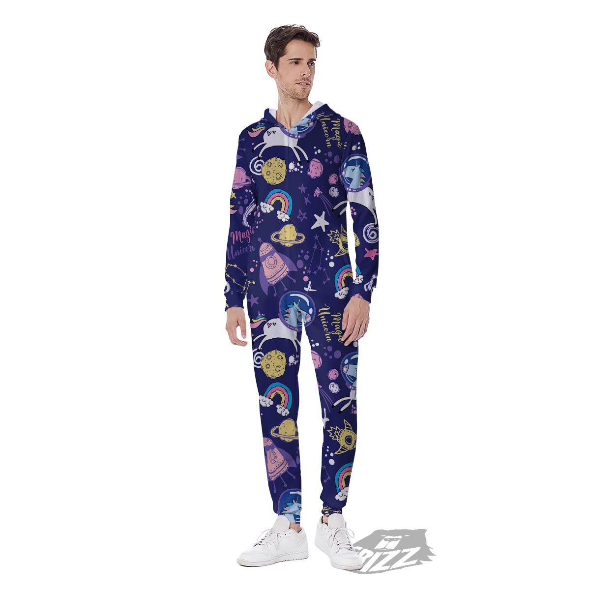 Unicorn Space Astronaut Print Pattern Men's Jumpsuit-grizzshop