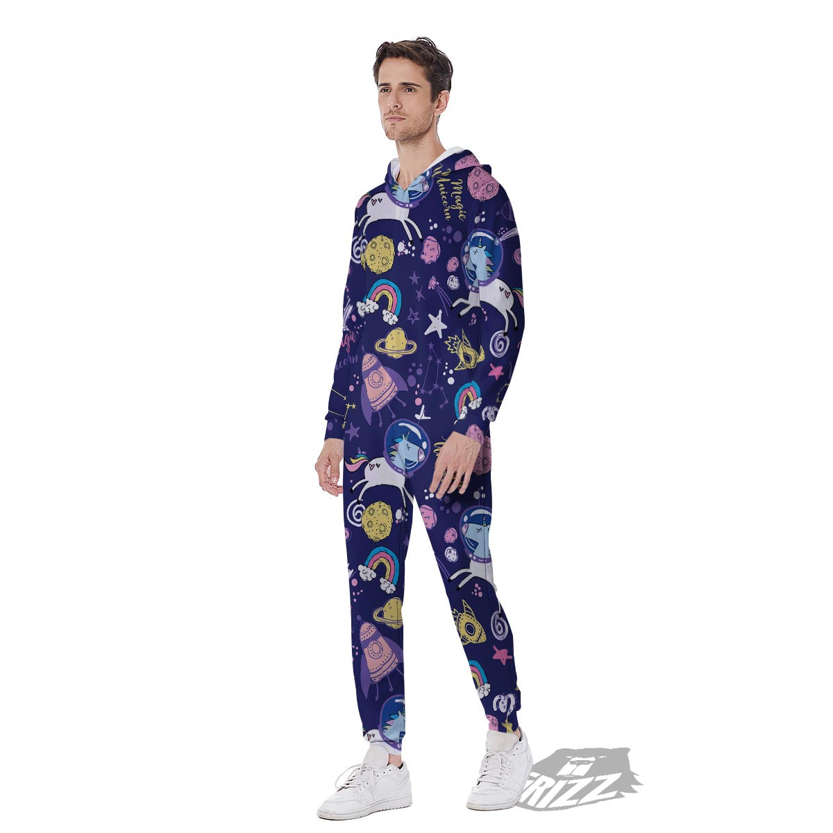 Unicorn Space Astronaut Print Pattern Men's Jumpsuit-grizzshop