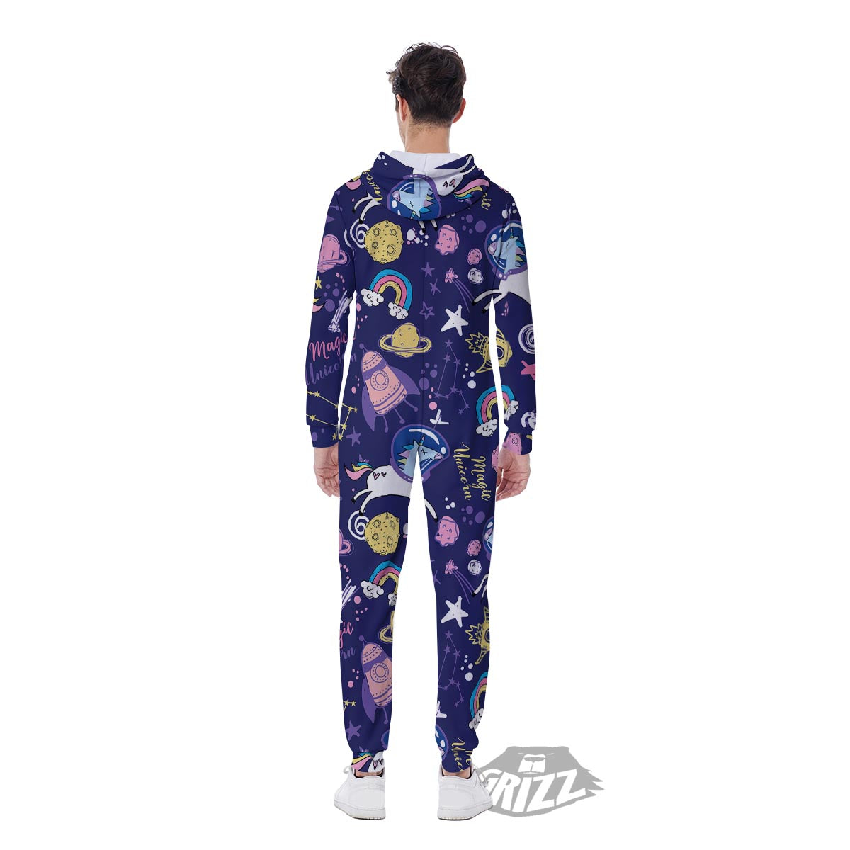 Unicorn Space Astronaut Print Pattern Men's Jumpsuit-grizzshop