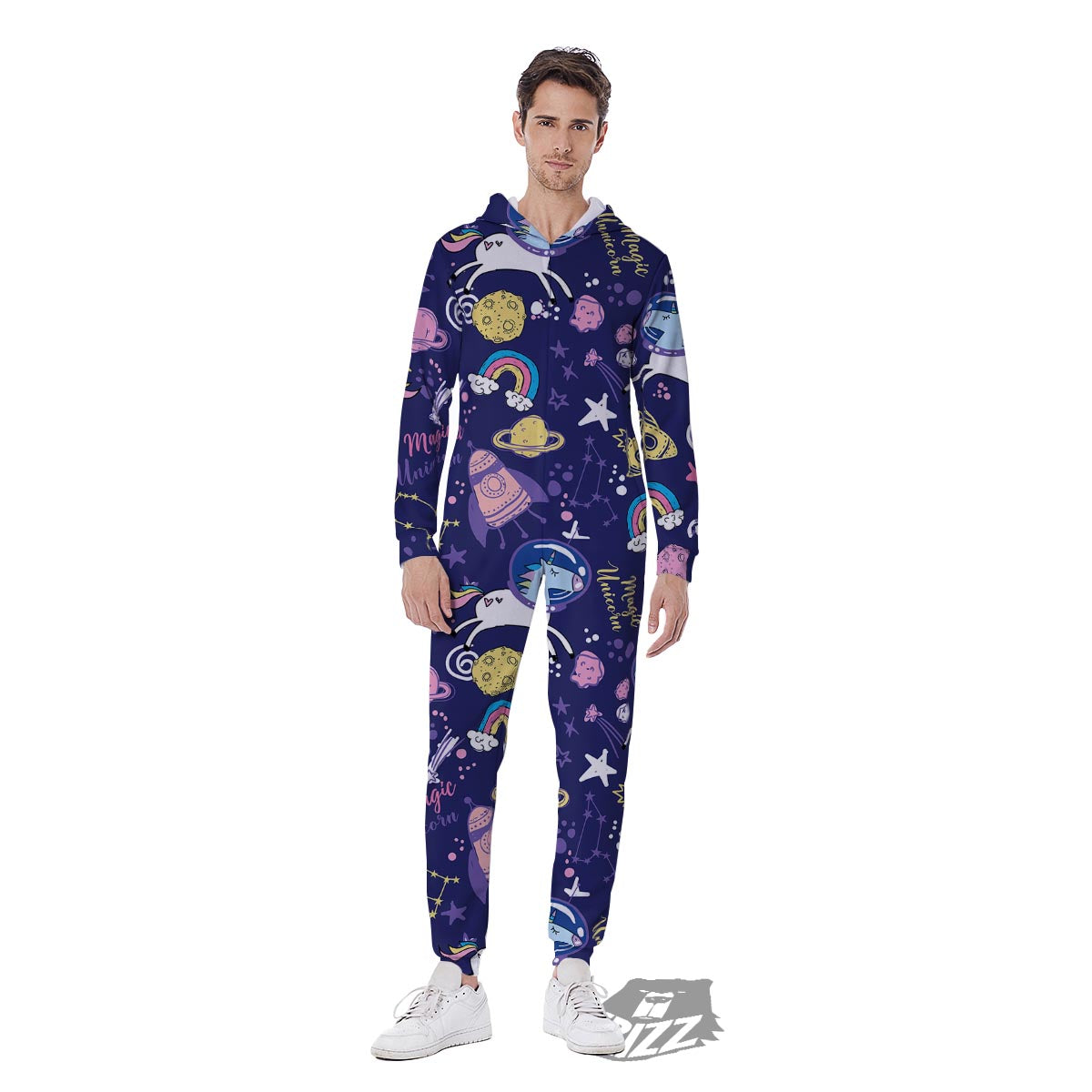 Unicorn Space Astronaut Print Pattern Men's Jumpsuit-grizzshop