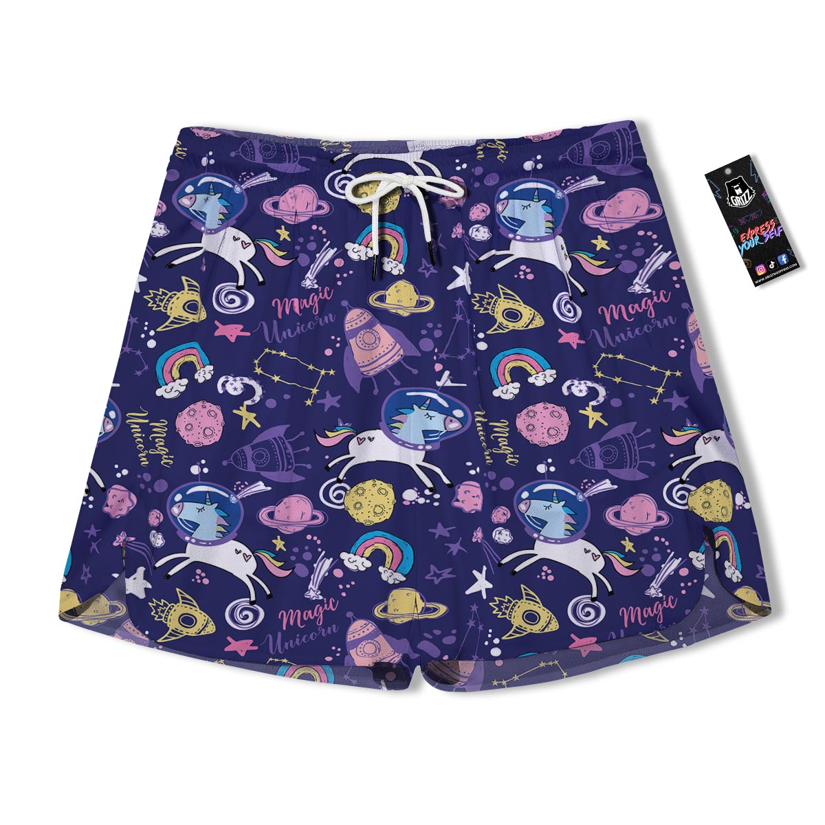 Unicorn Space Astronaut Print Pattern Men's Running Shorts-grizzshop