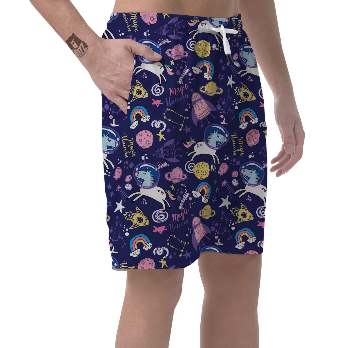 Unicorn Space Astronaut Print Pattern Men's Shorts-grizzshop