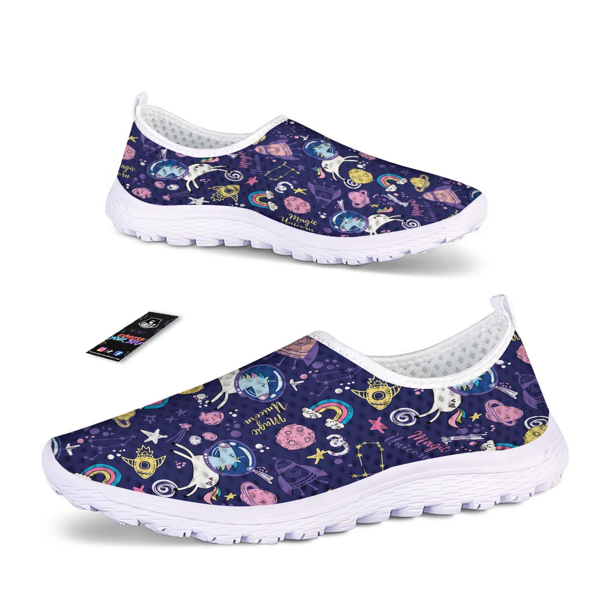 Unicorn Space Astronaut Print Pattern Nurse Shoes-grizzshop