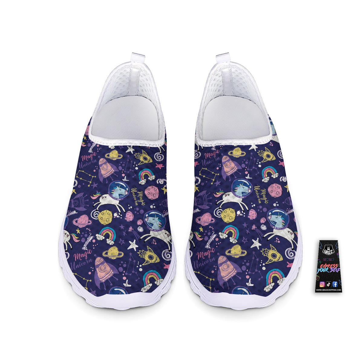 Unicorn Space Astronaut Print Pattern Nurse Shoes-grizzshop