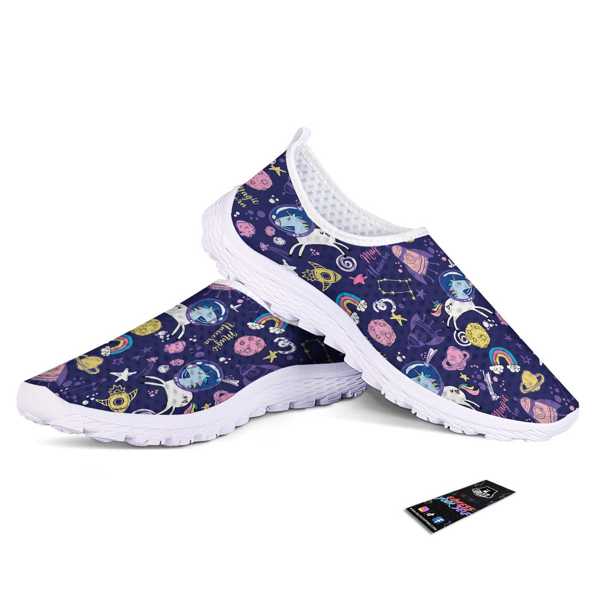 Unicorn Space Astronaut Print Pattern Nurse Shoes-grizzshop