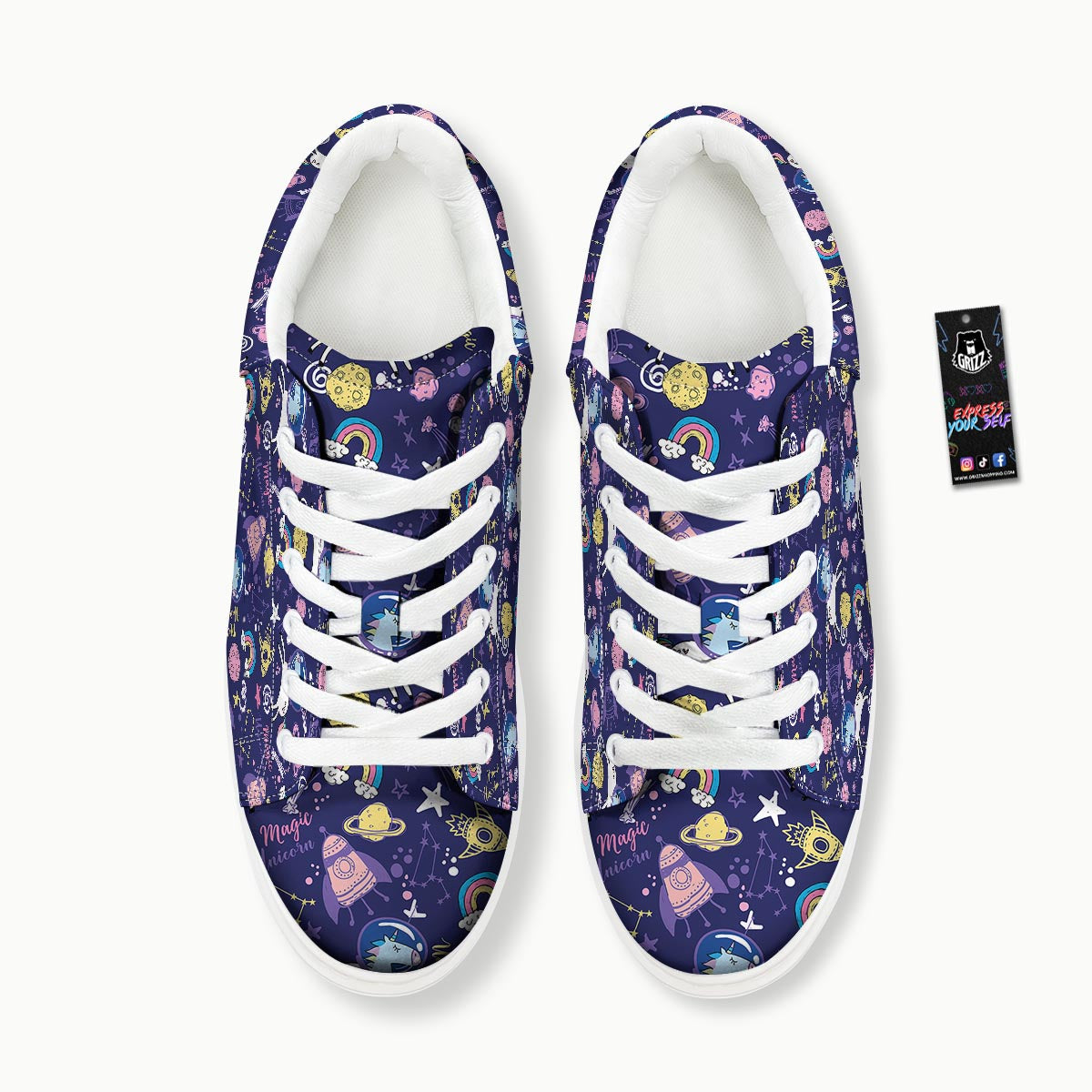 Unicorn Space Astronaut Print Pattern Platform Shoes-grizzshop