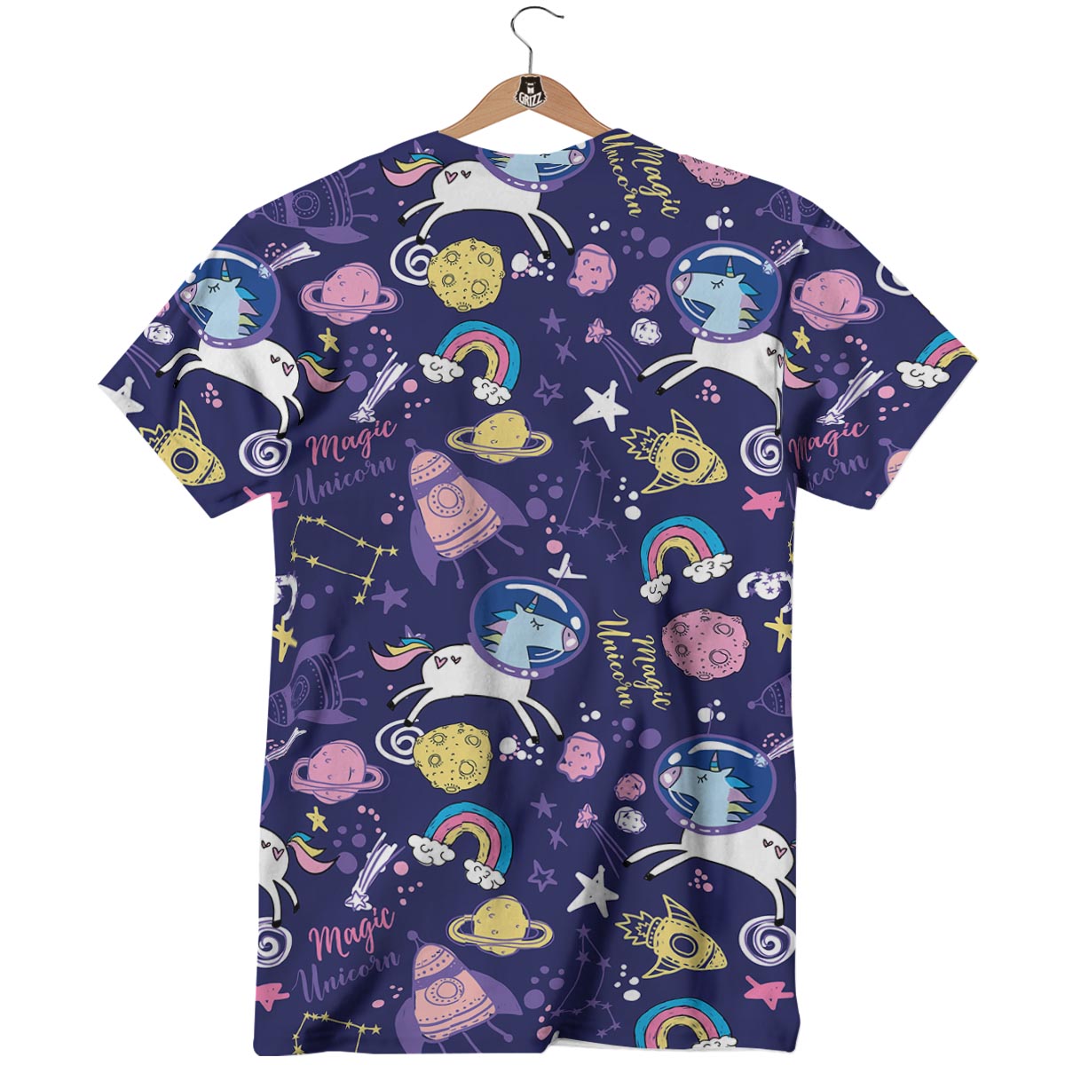 Unicorn Space Astronaut Print Pattern T-Shirt-grizzshop