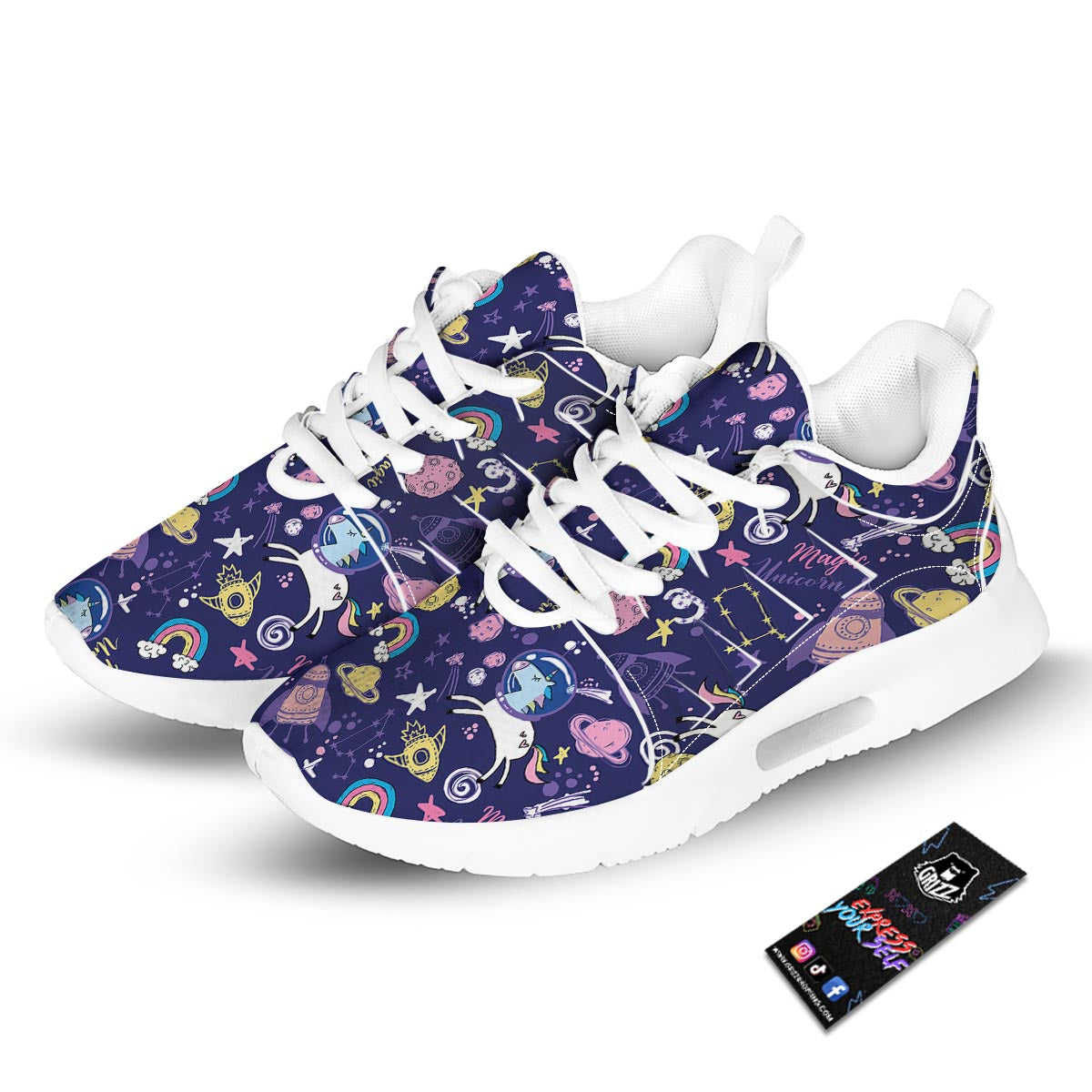 Unicorn Space Astronaut Print Pattern Tennis Shoes-grizzshop