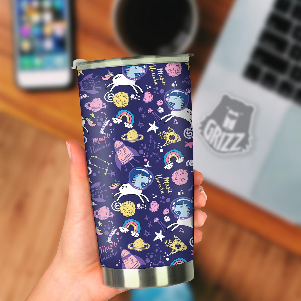 Unicorn Space Astronaut Print Pattern Tumbler-grizzshop