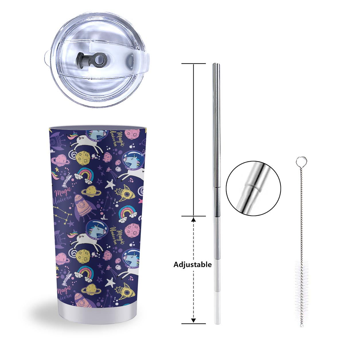 Unicorn Space Astronaut Print Pattern Tumbler-grizzshop