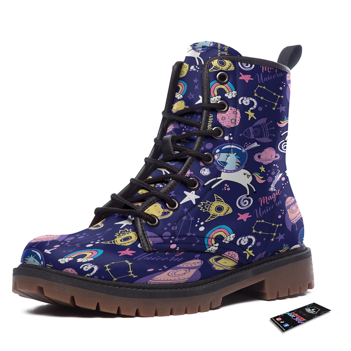 Unicorn Space Astronaut Print Pattern Work Boots-grizzshop