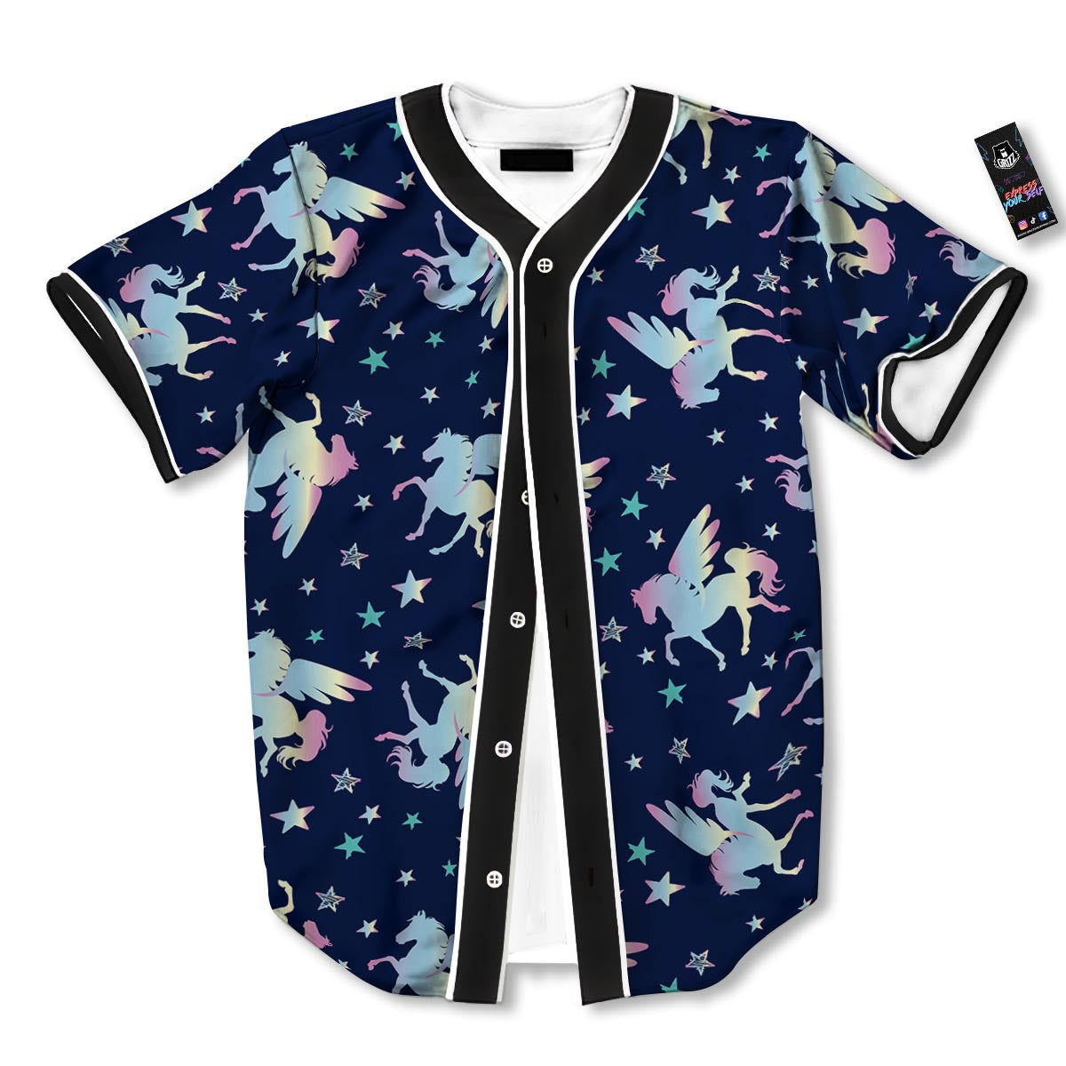 Unicorn Star Fairy Print Pattern Baseball Jersey-grizzshop