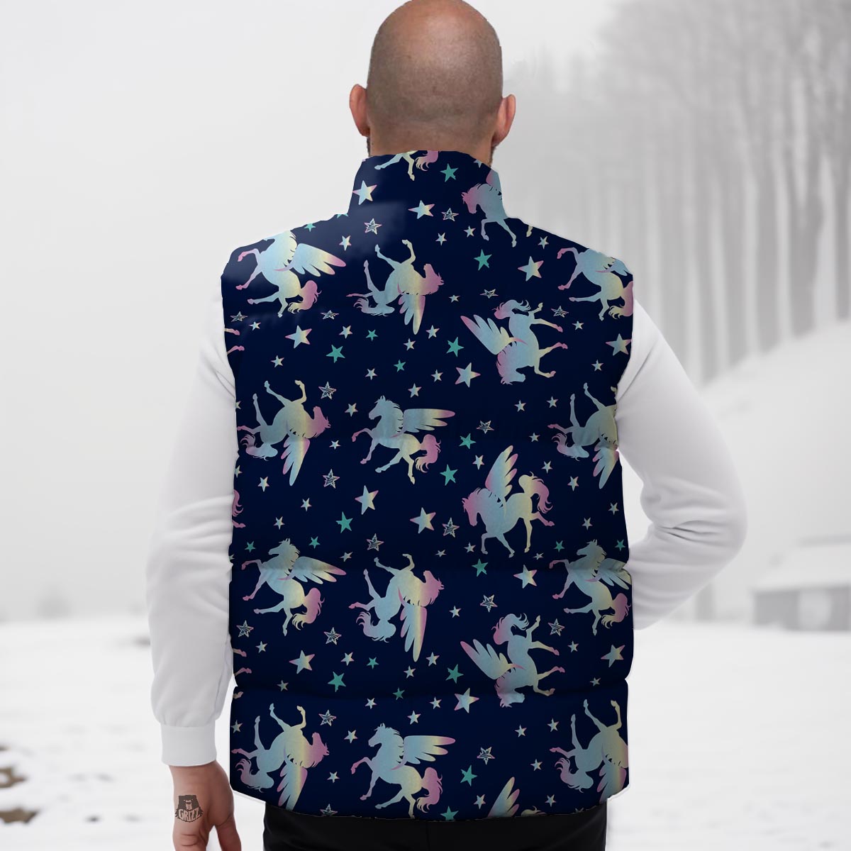 Unicorn Star Fairy Print Pattern Down Vest