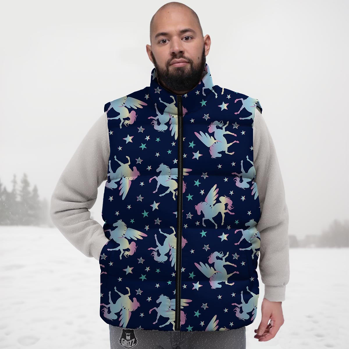 Unicorn Star Fairy Print Pattern Down Vest