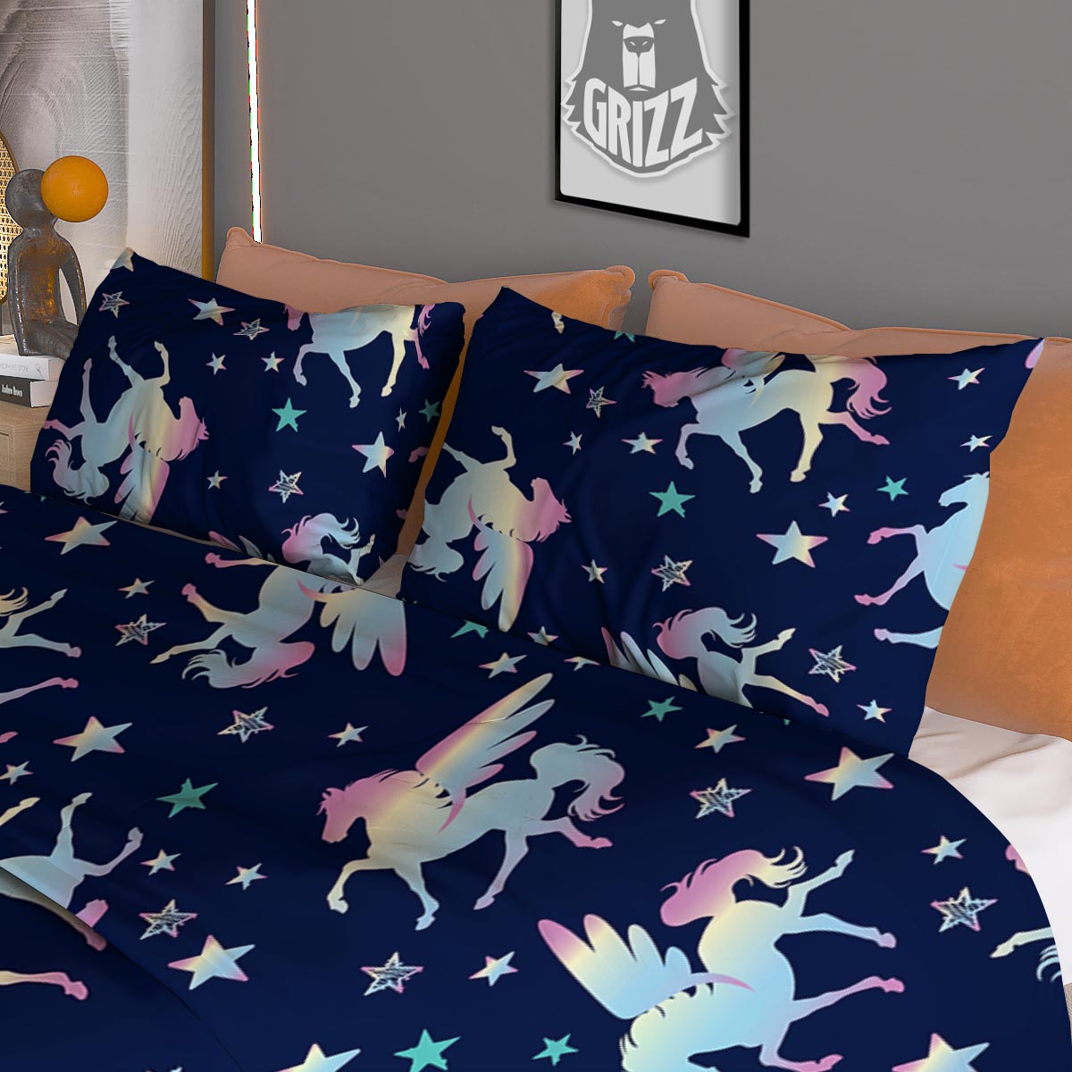 Unicorn Star Fairy Print Pattern Duvet Cover Bedding Set