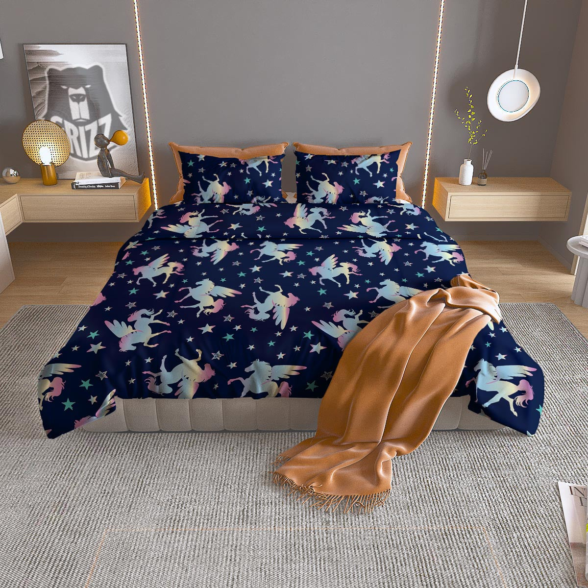 Unicorn Star Fairy Print Pattern Duvet Cover Bedding Set