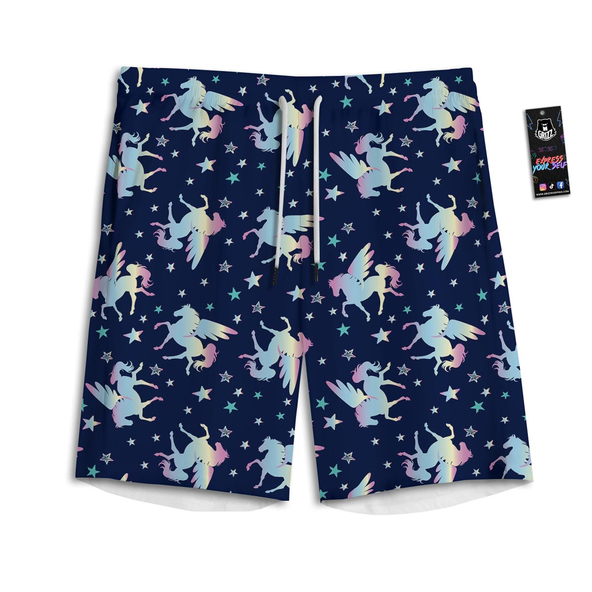 Unicorn Star Fairy Print Pattern Men's Athletic Shorts