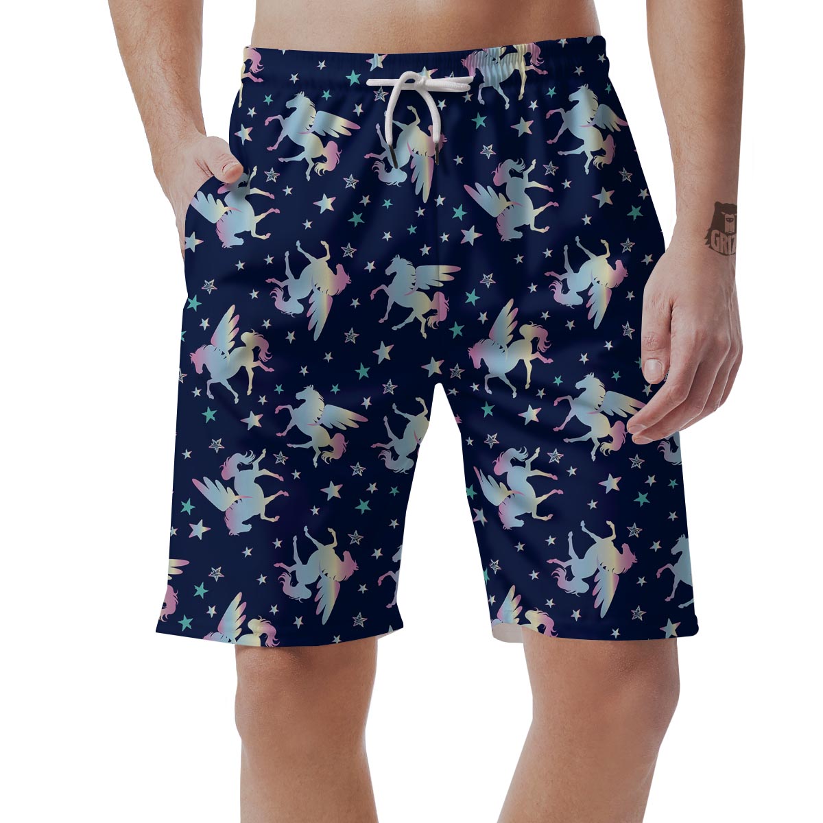 Unicorn Star Fairy Print Pattern Men's Shorts-grizzshop