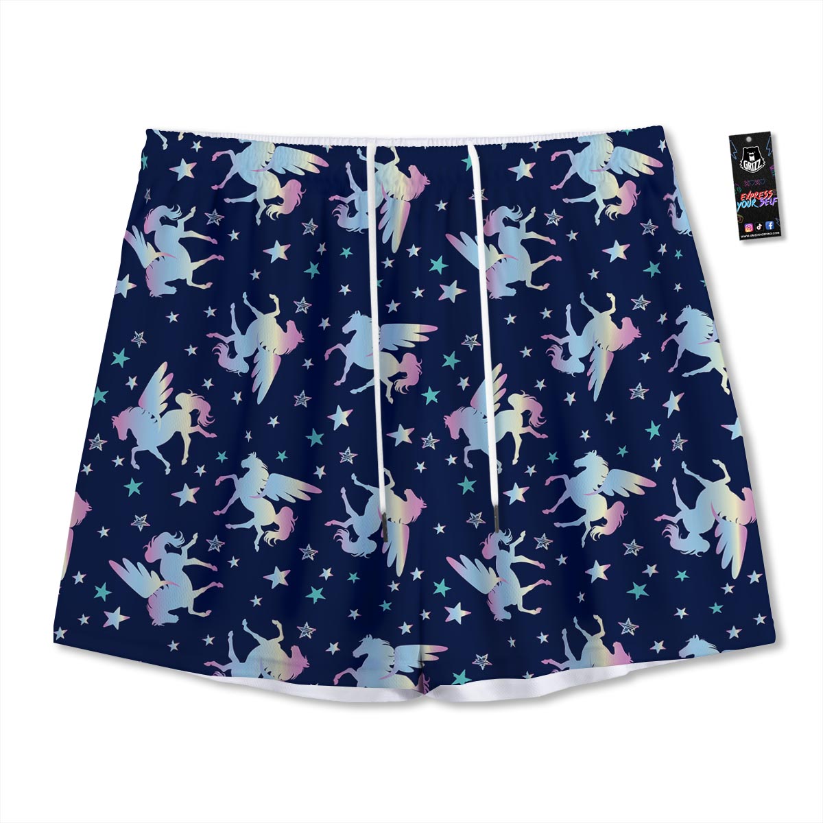 Unicorn Star Fairy Print Pattern Mesh Shorts